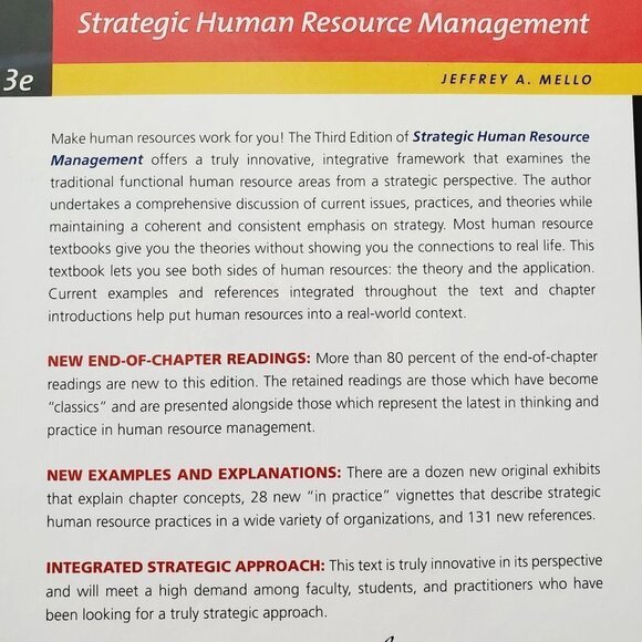 Strategic Human Resource Management  Hardcover By Mello, Jeffrey A. - GUC - Picture 3 of 6